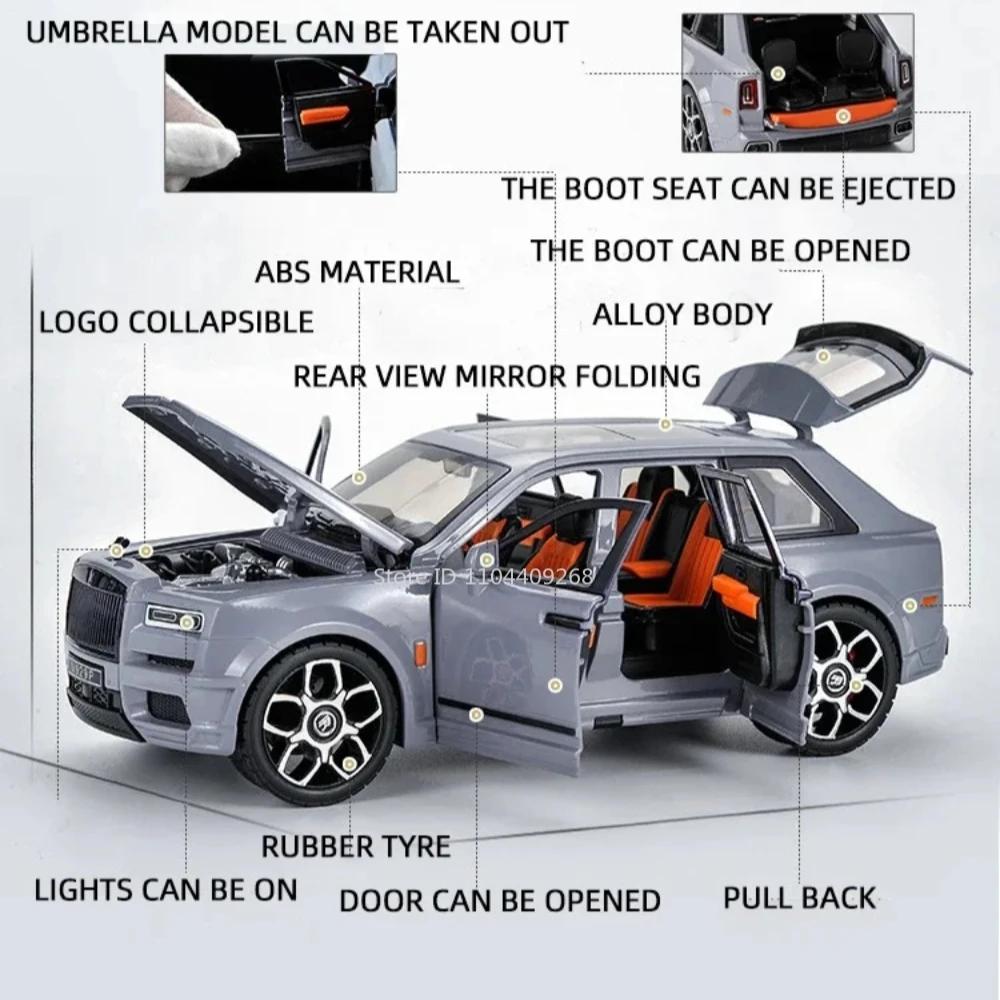 حجم كبير 1:20 رولز رويس كولينان AE86 سيارة لعبة مجسمة ضوء الموسيقى التراجع الحرة عجلات نماذج السيارات الأطفال الكبار الهدايا