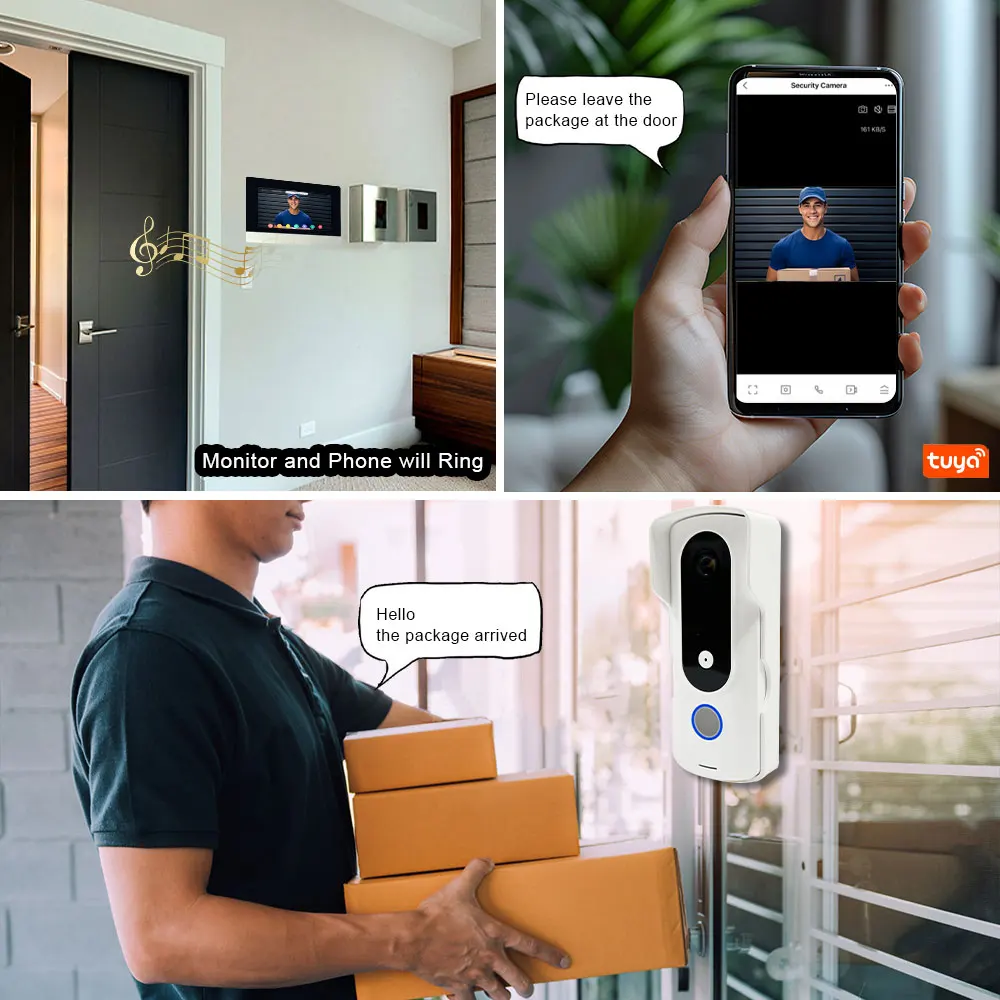 Imagem -04 - Sistema de Vídeo Intercom com Câmera Campainha Fios Monitor de Toque de 1080p Wifi Tuya Smart