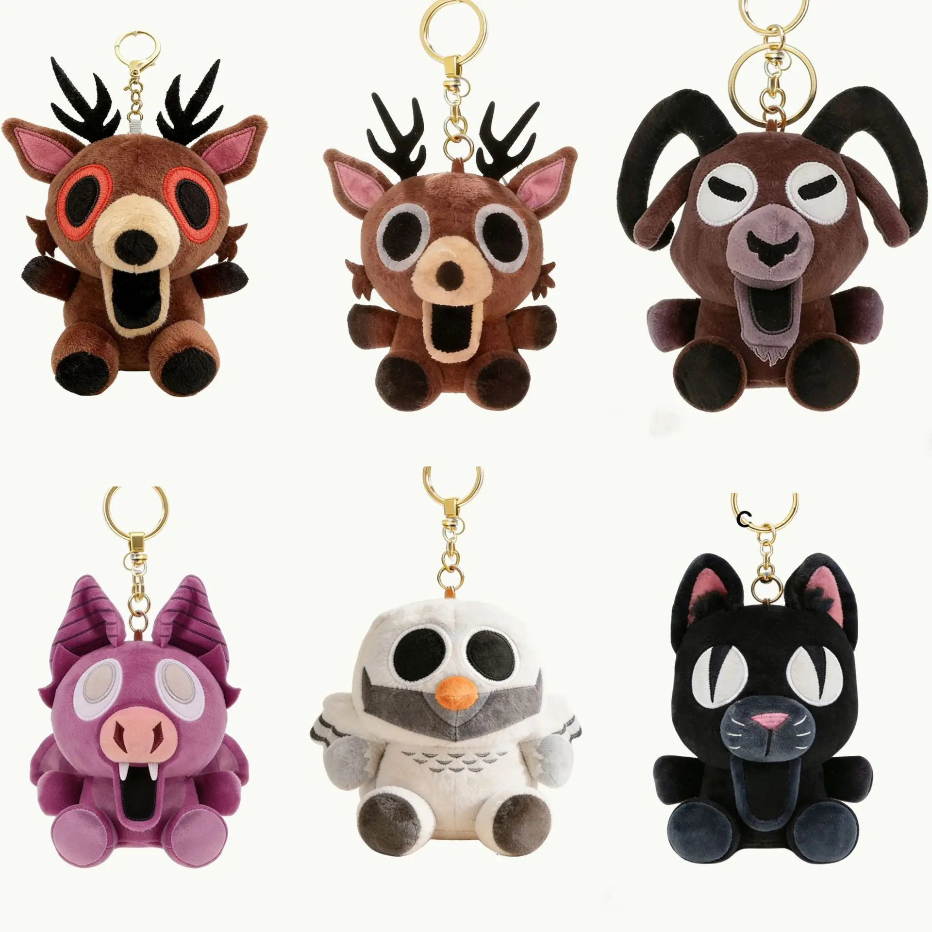 

99 Nights In The Forest Plush toy keychains Black Cat Deer Bat Owl 99nights Plush Doll Cute Anime Peripherals Toy Birthday Gift