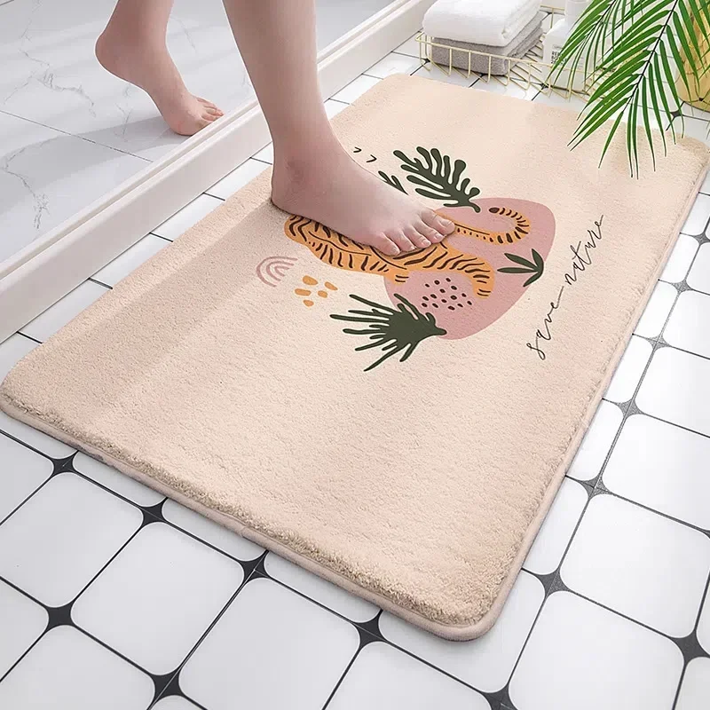 Tiger Leopard Prints Bathroom Mats Tropical Style Non-Slip Shower Room Floor Mats Living Room Home Decor Carpets Kitchen Rugs