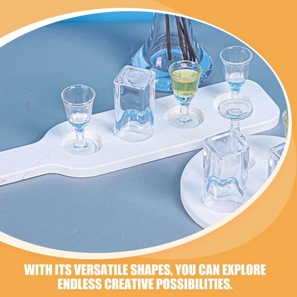 

2pcs Epoxy Mold Jewelry Shot Glass Bottle Serving Tray Mold Silicone Rectangle Shot Glass Holder Serving Tray Craft DIY Resin