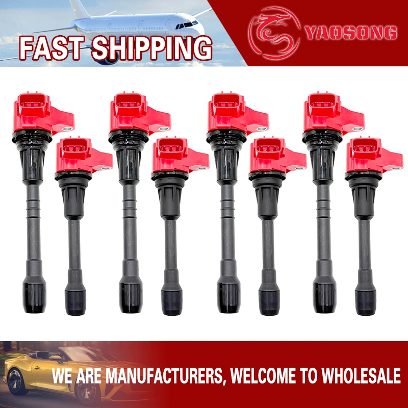 

8pcs 22448-1LA0A 22448-1LA0B New Ignition Coil For Infiniti QX56 QX80 NISSAN Armada PATROL 5.6L VK56VD 2010-2020 UF650 UF677