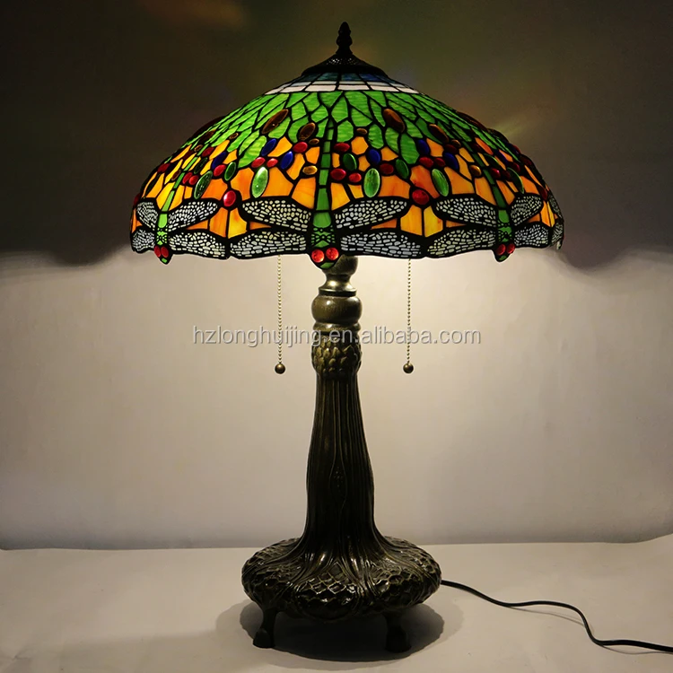 

Handmade Tiffany Style Lamp Dragonfly Stained Glass Lampshade Bedside Table Lamps Art Decor Reading Desk Light