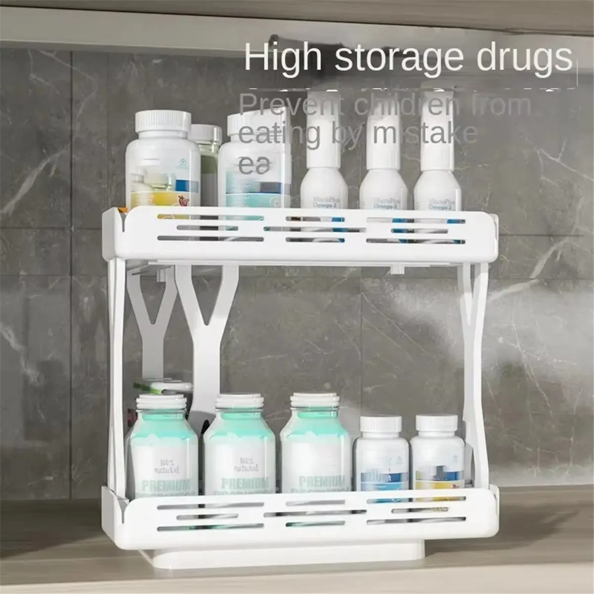 ABJS Rack de temperos giratório de 2 camadas - Organizador de armazenamento de temperos de plástico removível para armários de cozinha, design que economiza espaço