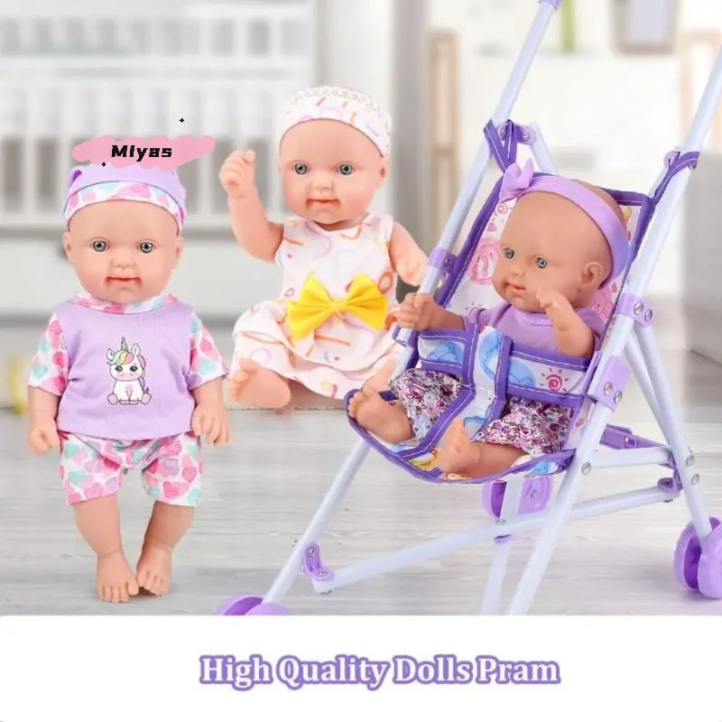 

1Pc Durable Interactive Dolls Pram Pretend Play Toys Stable Doll Handcart Plastic Baby Stroller For Boys Girls Babies