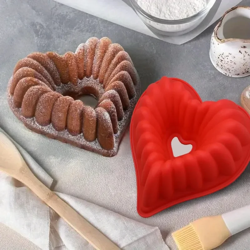 Love Heart Shape Cake Silicone Mold Freezing and Baking Pastry Molds Mousse Bread Mould Bakeware DIY Non-Stick Cake Pan