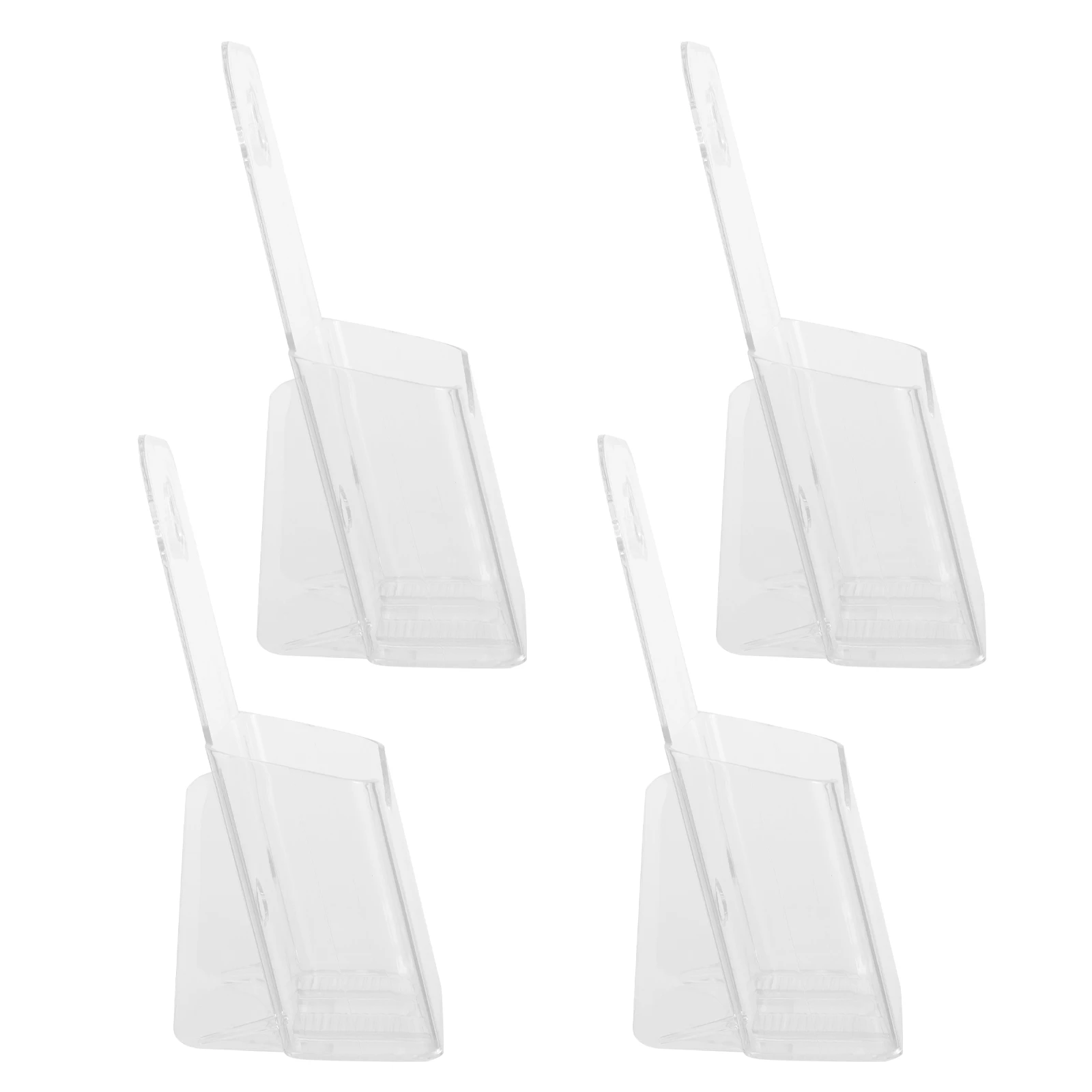 

4pcs Acrylic Display Stand Clear Plastic Brochure Holder Smooth Surface Desk Company Exhibition Conference Table Flyers Trifold