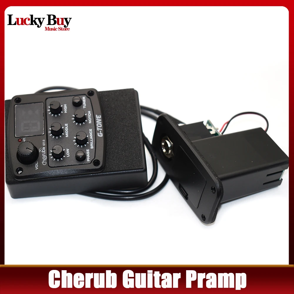 Cherub G-Tone GT-3 EQ Equalizer Acoustic Guitar Preamp Piezo Pickup LCD Display Guitar Equalizer with Tuner Function Accessories