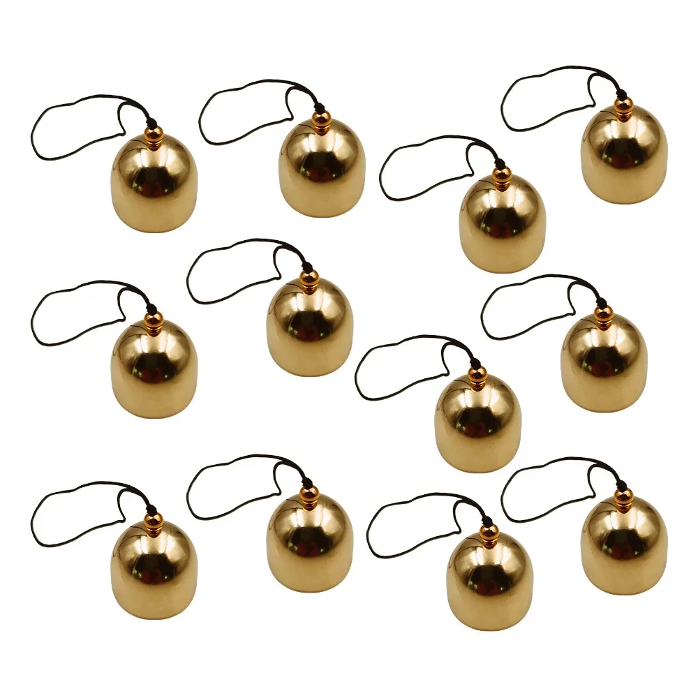 18PCS Vintage Golden Hanging Bells With Hanging Rope Round Shape Metal Bell Pendant Metal Wind Chimes Outdoor Garden