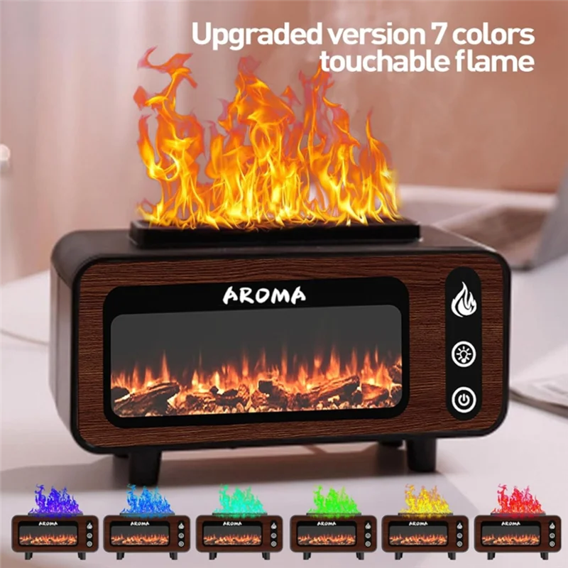 AC39-Flame موزع الزيوت العطرية 7 لون اللهب ناشر رائحة بدون ماء أجهزة ترطيب تلقائية لغرفة النوم واليوجا وصالة الألعاب الرياضية