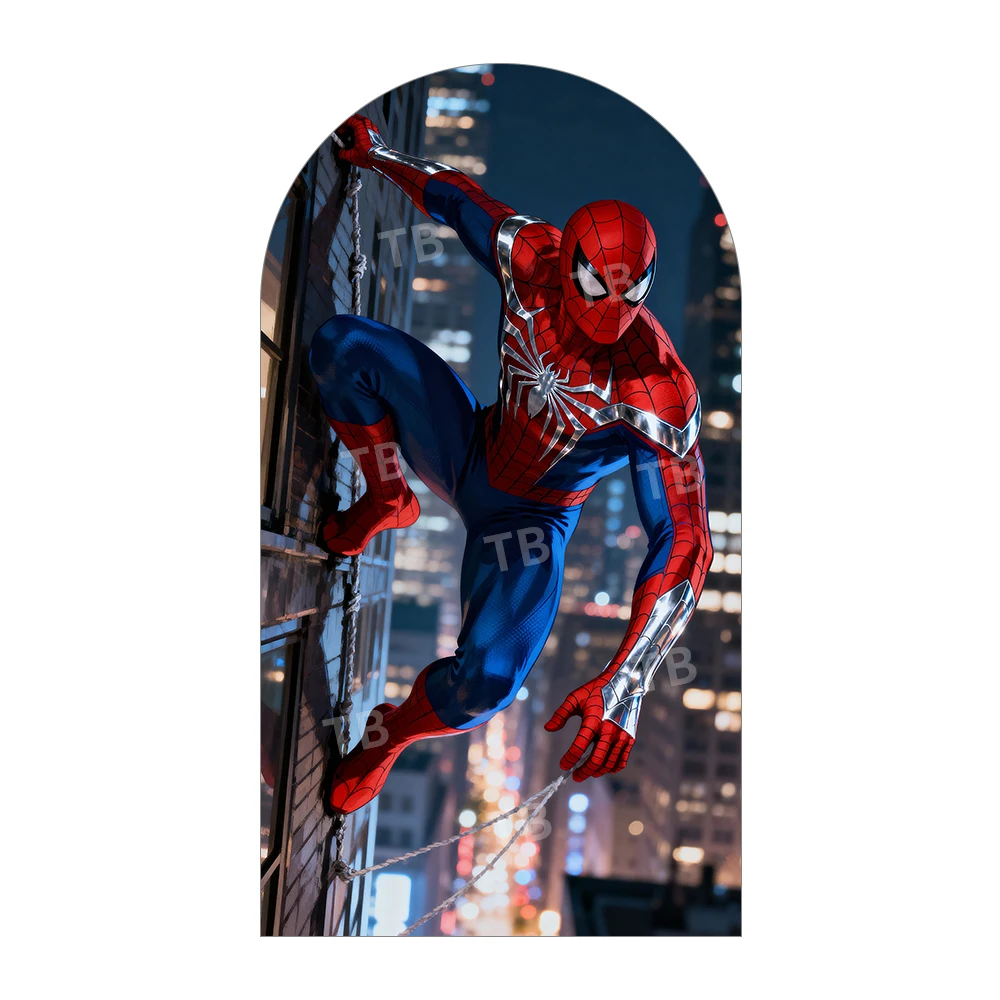 غطاء خلفية على شكل قوس لمشهد المدينة من Marvel Spider-Man، ديكور خارق، دعامة كشك الصور لخلفية تزيين حفلات الأطفال