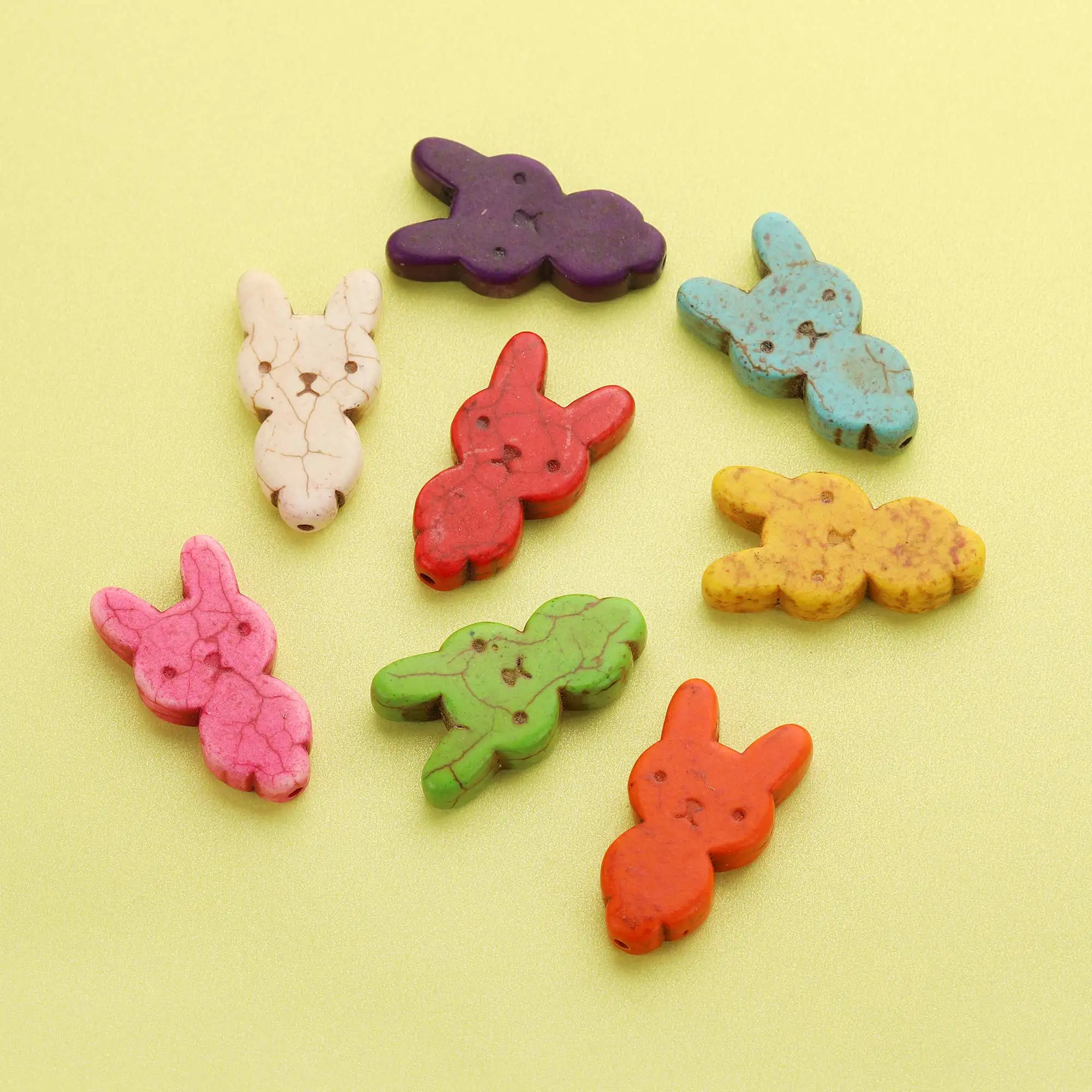 10Pcs 15x25MM Dyed Color Rabbit Turquoise Stone Beads,Flower Stone Beads,DIY Beading Supplies 4160061