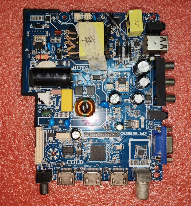 CV3663M-A42   Three in one TV motherboard, physical photo, tested well for  65V-100V  480ma 45w