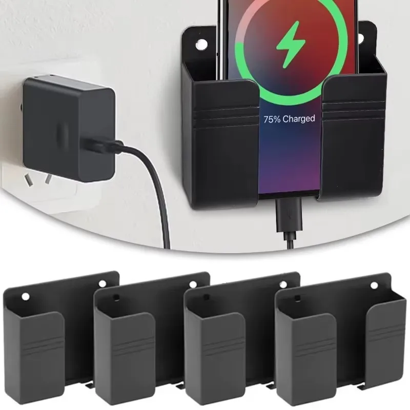 1/2/4pcs Wall Mounted Storage Box Multifunction Punch Free Organizer TV Remote Control Mounted Mobile Phone Plug Charging Holder