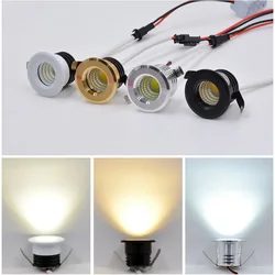 Dimmable Mini Led Downlights 3W Cob AC85-265V 12V Cutout 30mm Recessed Ceiling Spot Led Spotlight Jewelry Cabinet Showcase
