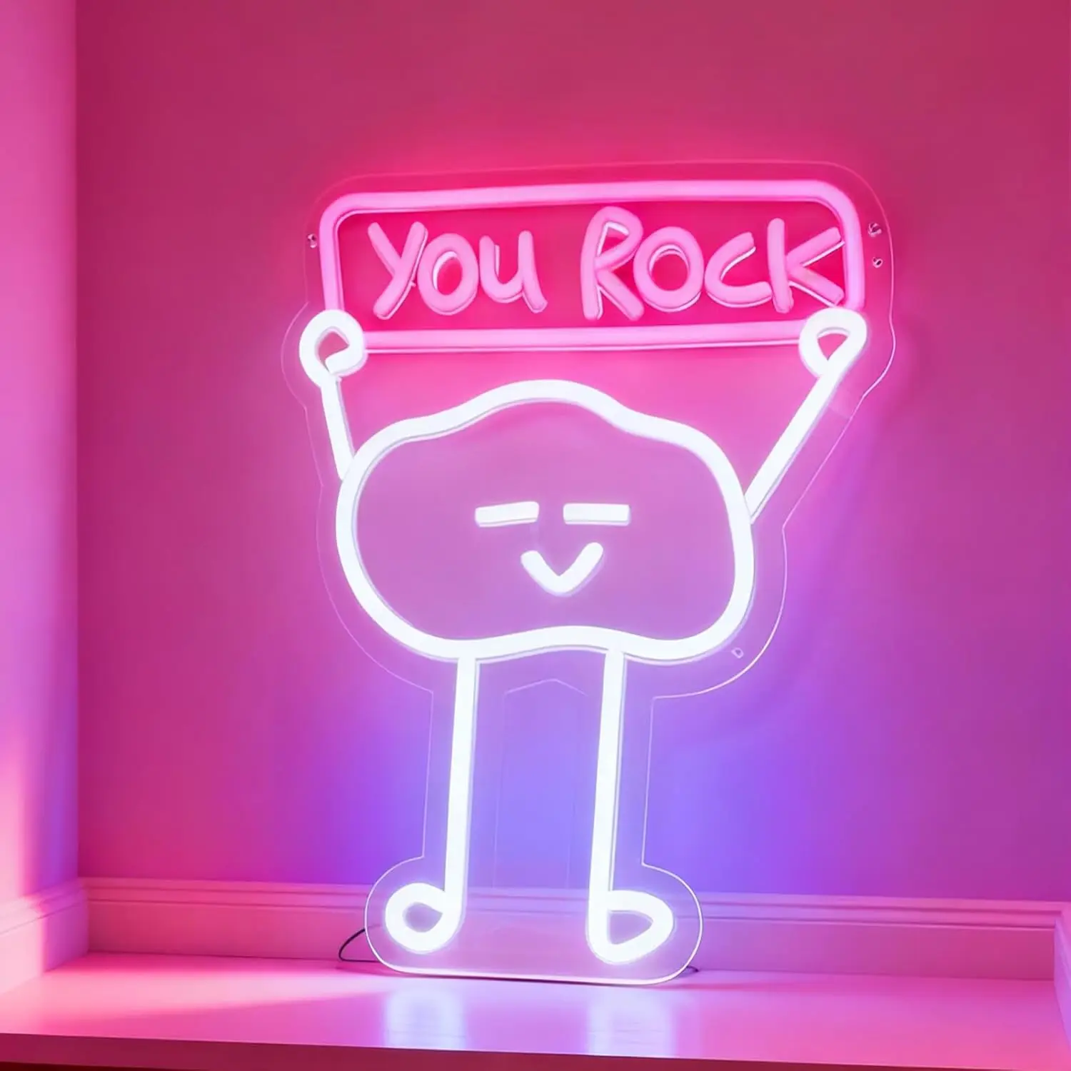 

You Rock Neon Sign LED Bedroom Light for Teen Room Office Wall Decor Inspirational Motivational Gift Dimmable USB Fun Night Lamp
