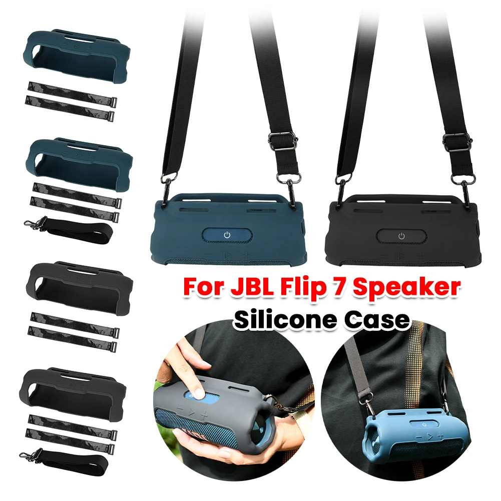 

Protective Sleeve Cover with Shoulder Strap Silicone Protective Cover Shell Protective Skin Case for Flip 7 Speaker