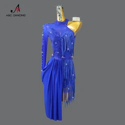 New Latin Dance Competition Clothes Women Ball Practice Wear Sports Cabaret Prom Costume Ladies Line Suit Girls Skirt Customized