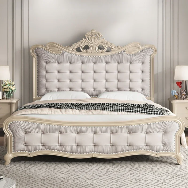 

Modern Luxury Double Bed Frame Wooden European King Size Aesthetic Bed Frame Luxury Letto Matrimoniale Bedroom Furniture
