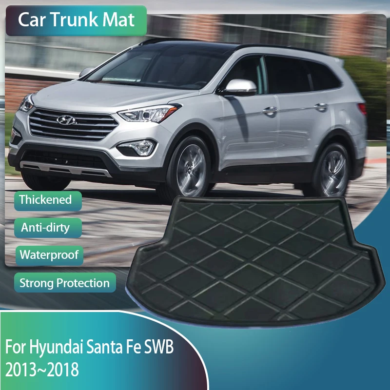 Car Boot Mats For Hyundai Santa Fe SWB 2013~2022 5seats Waterproof Carpets Car Trunk Mats Storage Pads Auto Interior Accessories