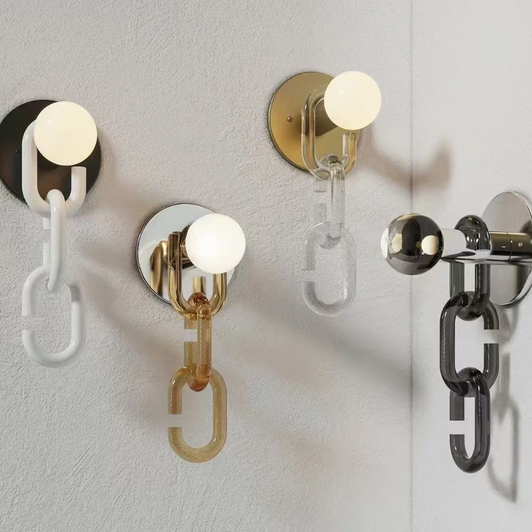 

Modern Glass Chain Chandelier Nordic Color Hanging Light for Dining Room Living Room Bar Coffee Shop Suspended Home Decor