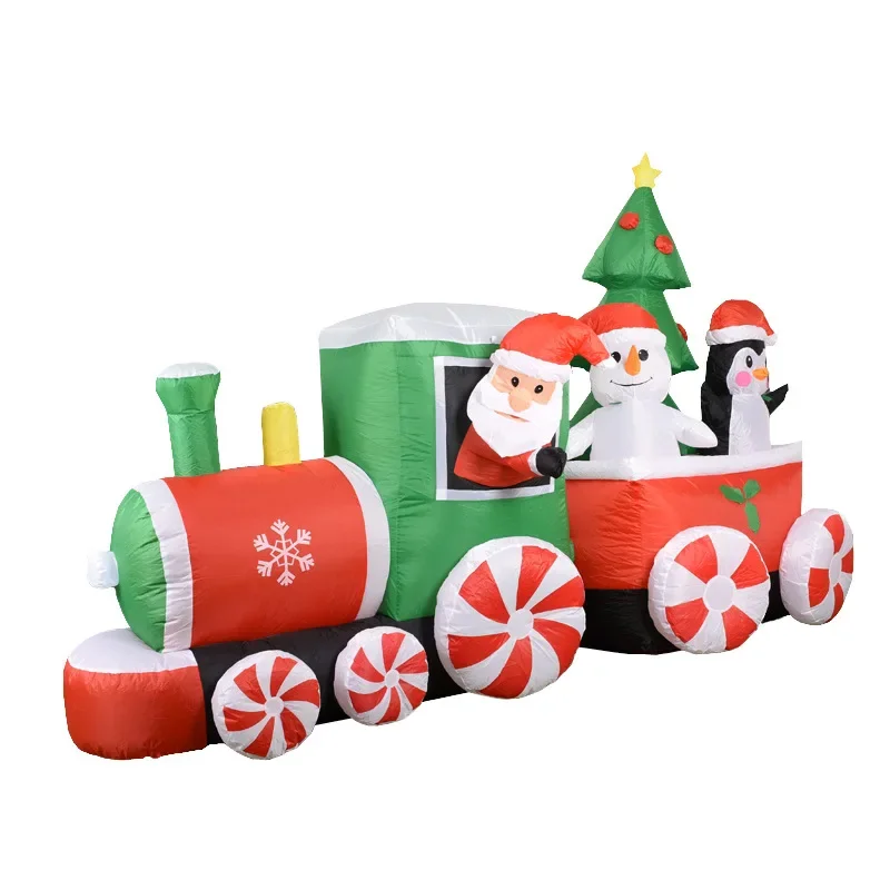 

Spot 2.7m inflatable train Christmas, Santa Claus snowman penguin, air model luminous festival, decorative ornaments