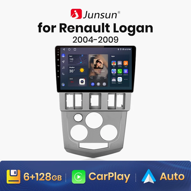 

Junsun V1 AI Voice Wireless CarPlay Android Auto Radio for Renault Logan 1 2004-2009 4G Car Multimedia GPS 2din autoradio