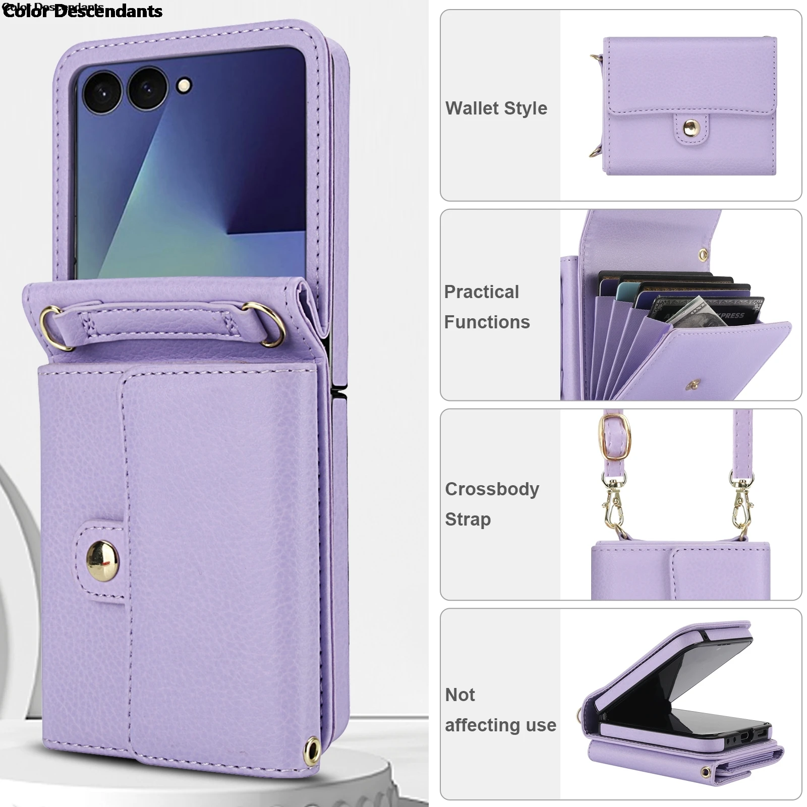 

Crossbody Leather Wallet Case Flip Cover For Huawei p50 pocket 6.9" pocket 2 LEM-AL00 6.94" Lanyard Cards Bag Phone Cover
