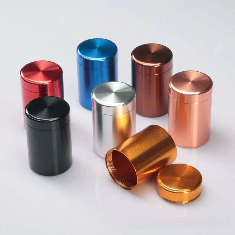 Mini Portable Airtight Tea Can Stainless Steel Aluminum Storage Jar Moisture Proof Tea Coffee Sugar Candy Travel Container