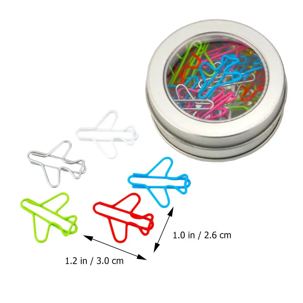 24 Pcs Metal Plane-shaped Paper Clamp Portable Office Supply Decorative File Accessory Document Organizer Storage
