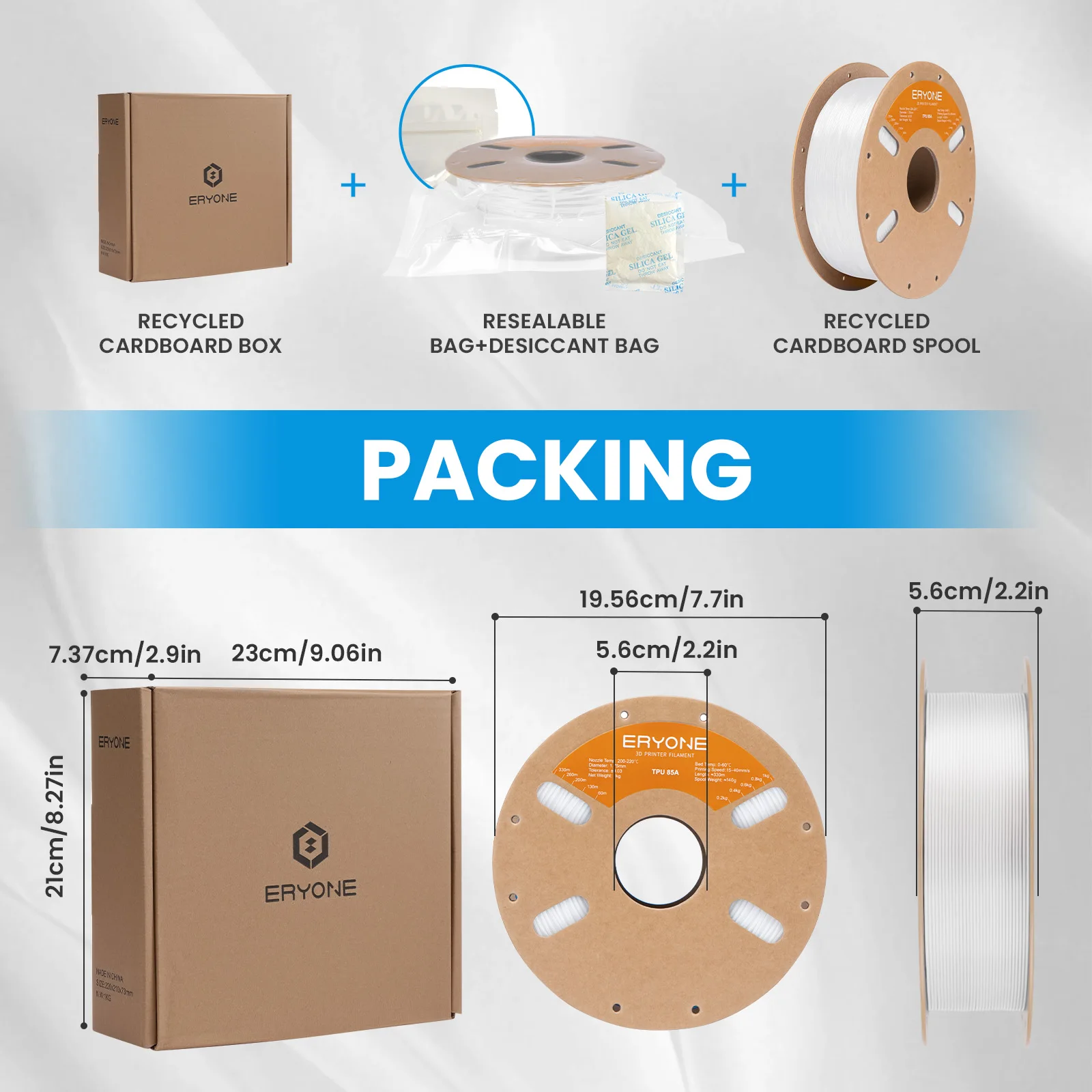ERYONE NEUES TPU 85A Filament 1,75mm +/-0,03mm, Flexibles TPU 85A 3D-Drucker Filament zum Niedrigstpreis – Detail 6