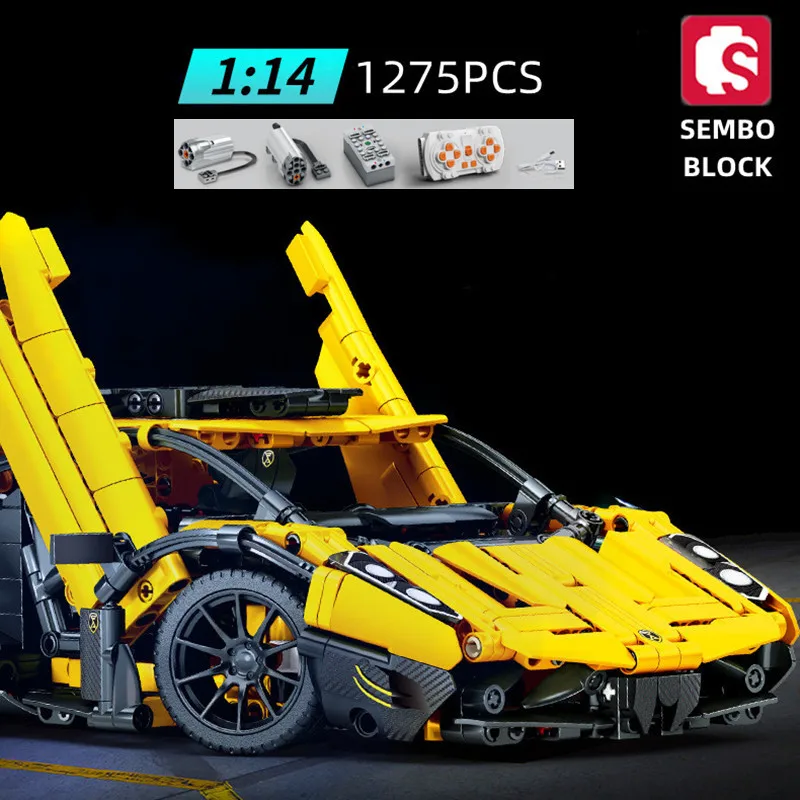 SEMBO BLOCK Speed Champion Urban Technical Racingbrick Model Supercar Collect Ornaments Room Decoration Kids Toys Birthday Gift