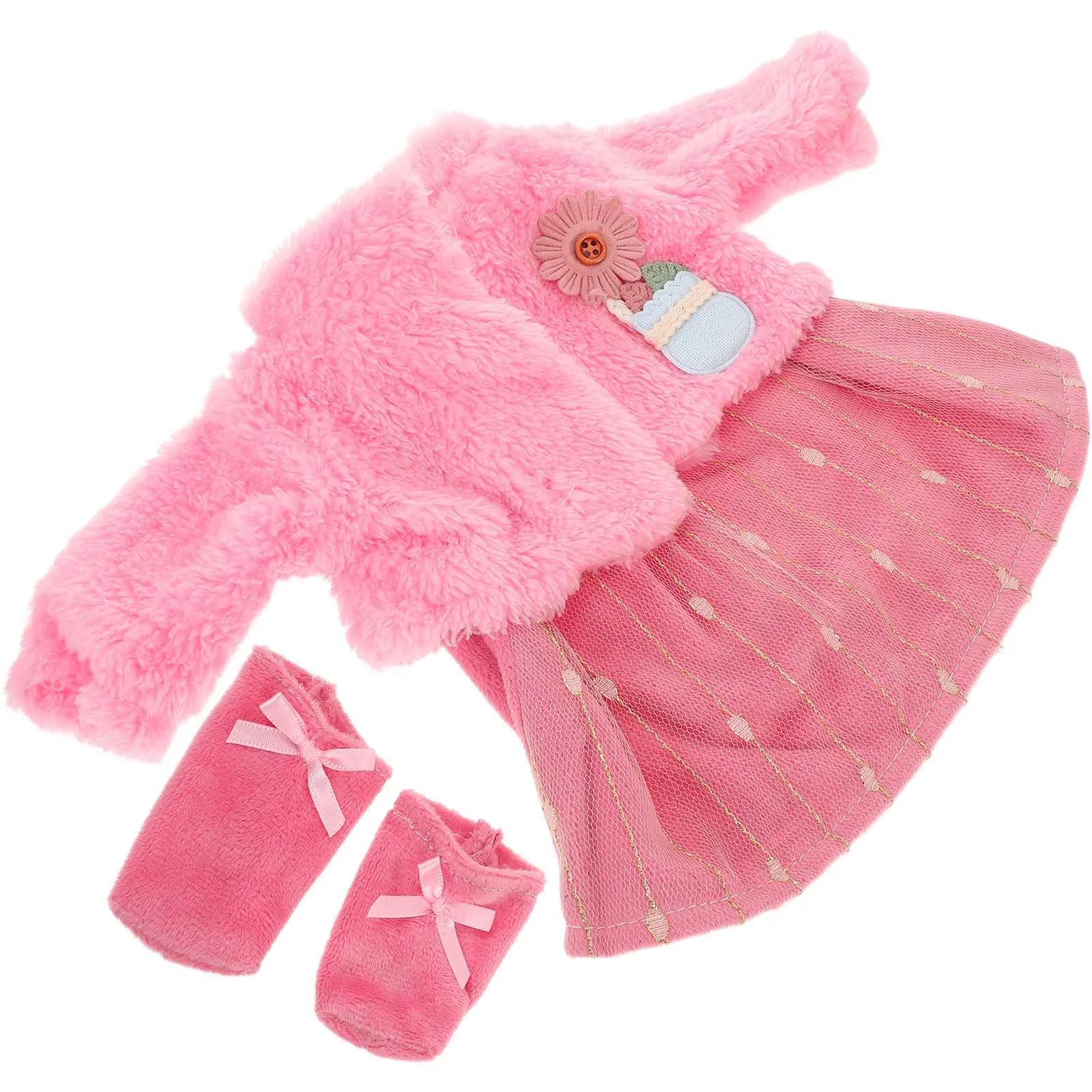 1Set 18 Inch Clothes Dresses Pink Princess Skirt Ballet Dance Outfits Toddler Baby Girl Birthday Dress Up Costume Cloth