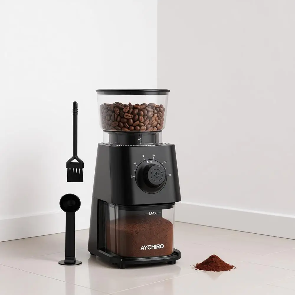 

Electric Coffee Grinder, 30 Grind Settings, 12 Cups Capacity, Drip & Americano, Black