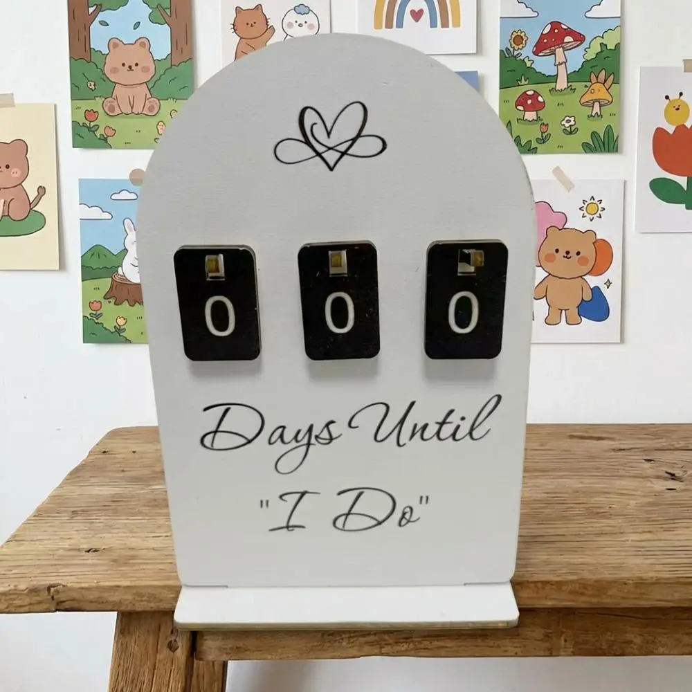 Wooden Display Wedding Countdown Sign Number Block Countdown Display Wooden Desktop Ornament Bohemian Design Desktop Ornament