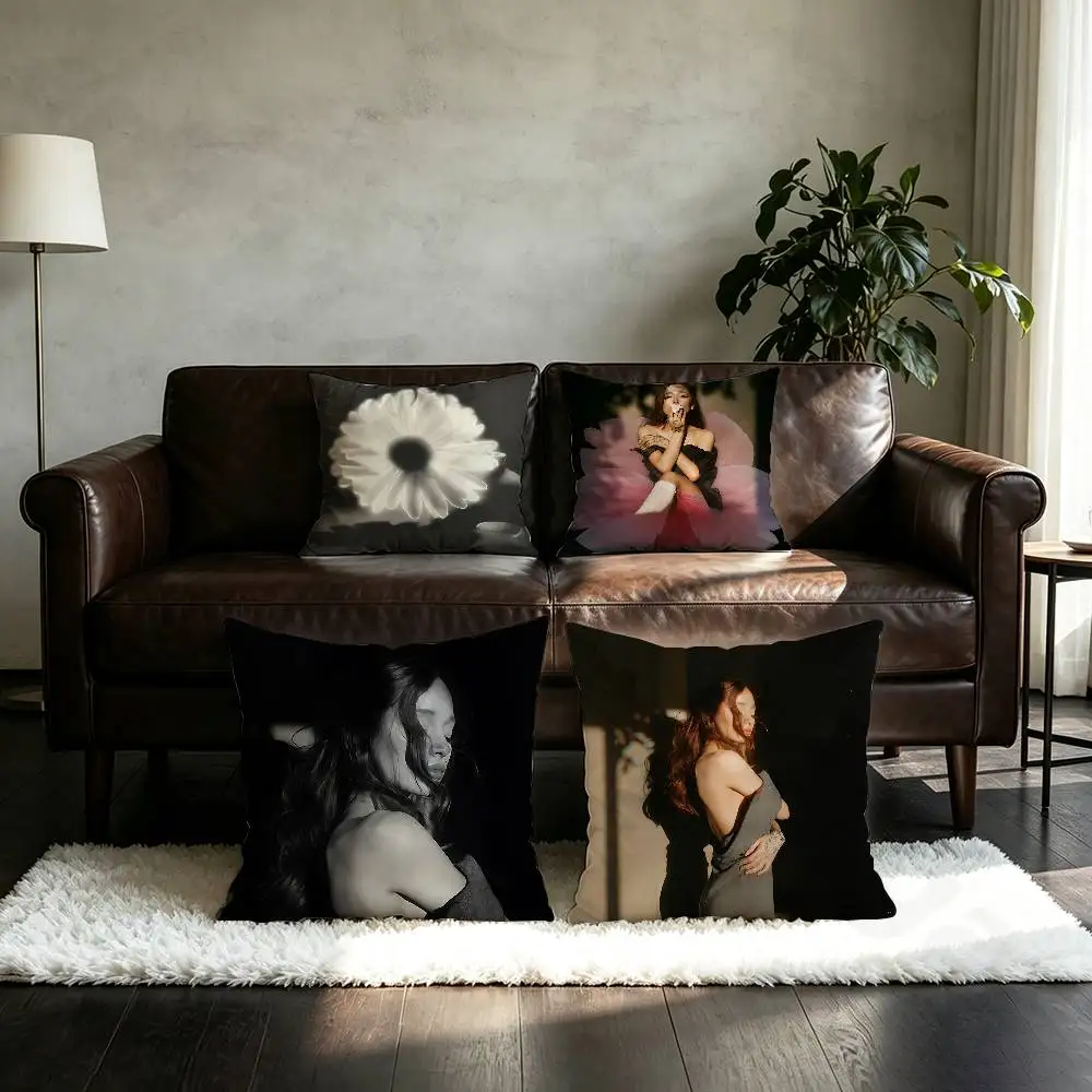 A-Ariana G-Grande  Pillow Case Square Double-Sided Printing Short Plush Sofa Cushion Cover Bedroom Bedside Pillow