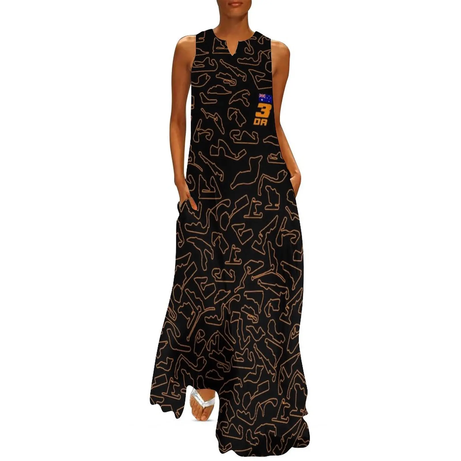 

3 - Race tracks patterns Long Dress women's clothing korea stylish women's summer dresses 2025 clothing women summer 2025