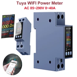 Gaqqee KWS-303 Tuya WiFi Power Meter TFT 8-in-1 Two-Phase AC Voltage Current Power Energy Meter Remote Control Smart Life APP