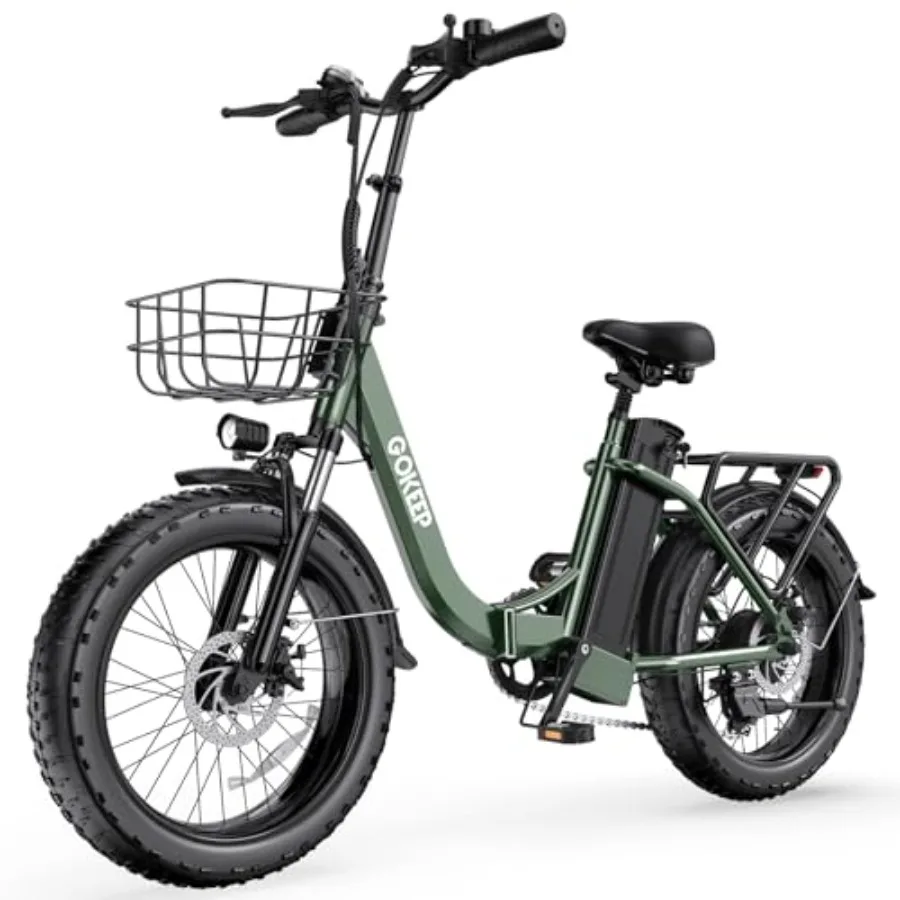 Electric Bike for Adults 20 Fat Tire 1300W Peak Motor 52V 13AH Removable Battery Max Range 35 Miles 28MPH Folding EBike with Sh