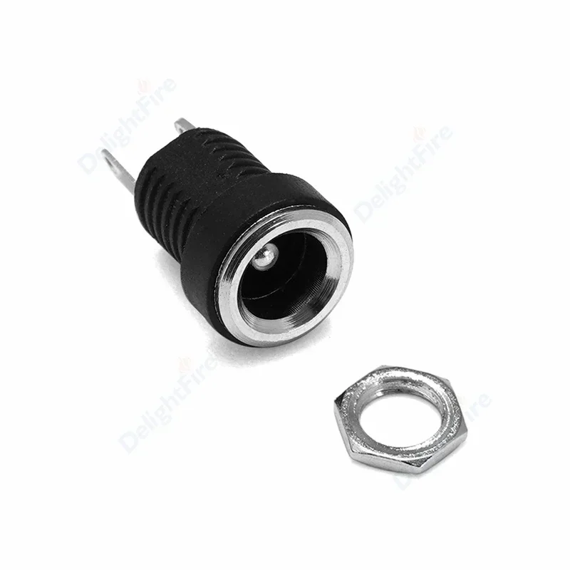 1/3/5/10Pcs DC Power Supply Jack Socket Female Panel Mount Connector 5.5mm 2.1mm Plug Adapter 2 Terminal Types 5.5x2.5mm