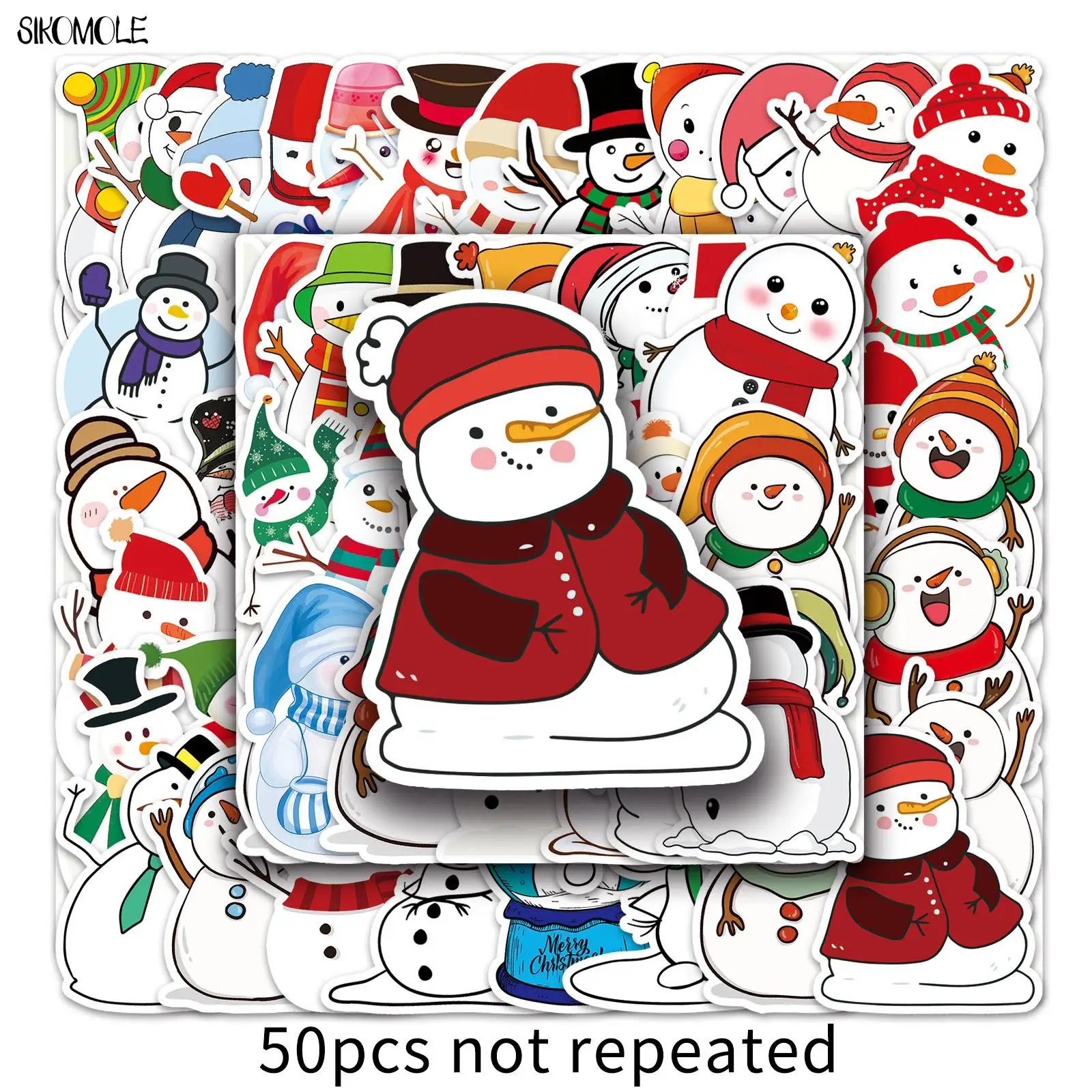 10/30/50pcs Christmas Snowman Stickers DIY Gift Kid Toys Laptop Suitcase Skateboard Phone Guitar Decal Graffiti Cartoon Sticker