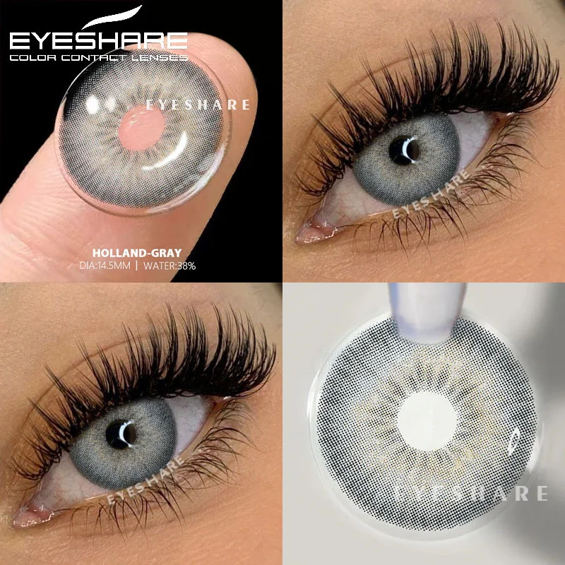 EYESHARE 1pair Natural Colored Contact Lenses for Eyes Fashion Gray Eye Contacts Yearly Brown Lenses Color Eye Lens Pink Lenses