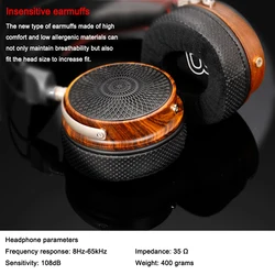 Kun-005 Wooden Earphone Cover 50mm Unit Head Mounted Large Earphones Dynamic HIFI Earphonesgh end headphones