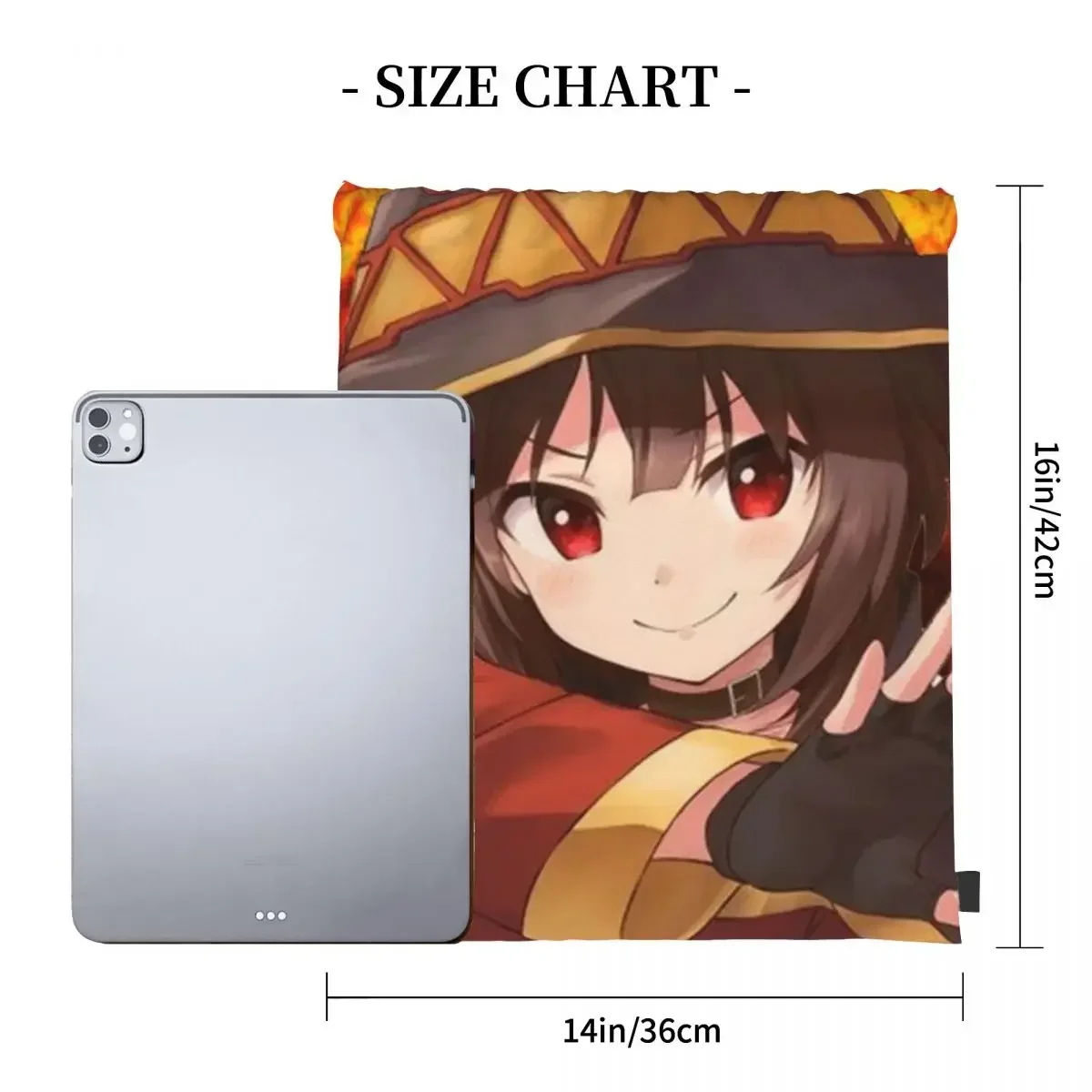 Konosuba! - Megumin Backpacks Casual Portable Drawstring Bags Drawstring Bundle Pocket Sports Bag BookBag For Man Woman School