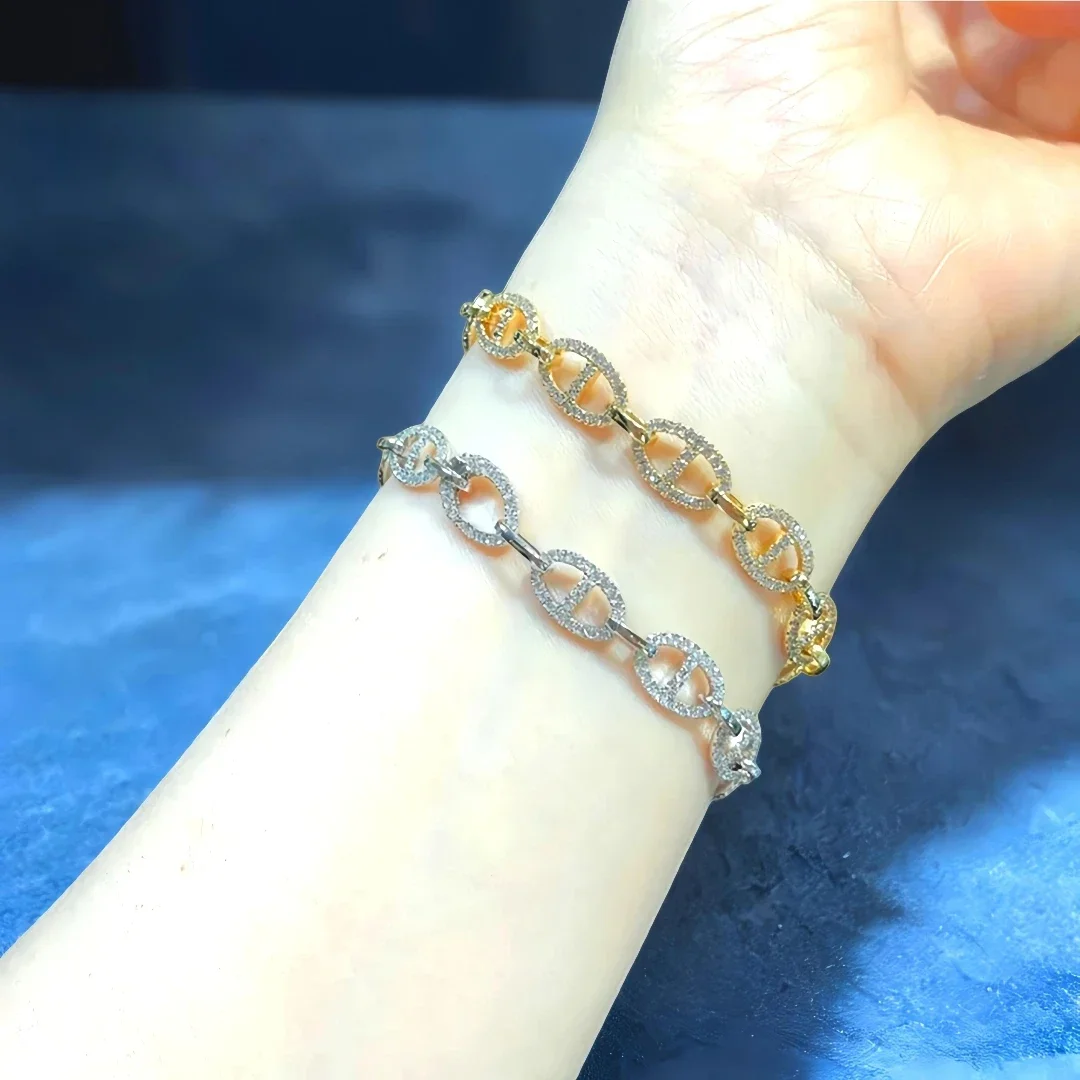 

Fashionable New 925 Sterling Silver Zircon Women's Romantic Bracelet, Classic Luxury French Jewelry Accessories, Party Gifts