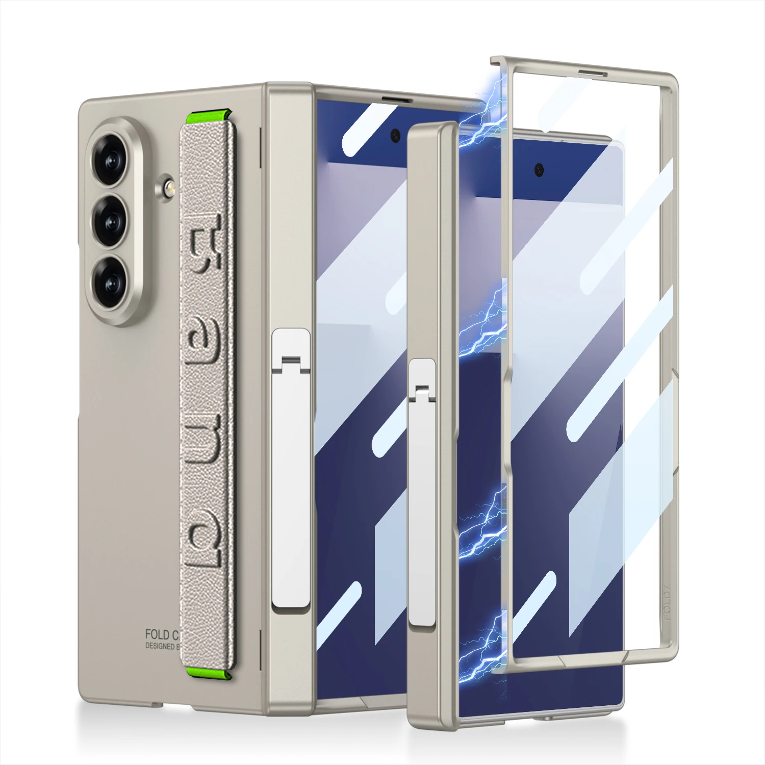 For Samsung Galaxy Z Fold 7 Case Hard With Stand Middle hinge Wrist strap Protective Back Cover For samsung Z Fold 7 Phone Shell