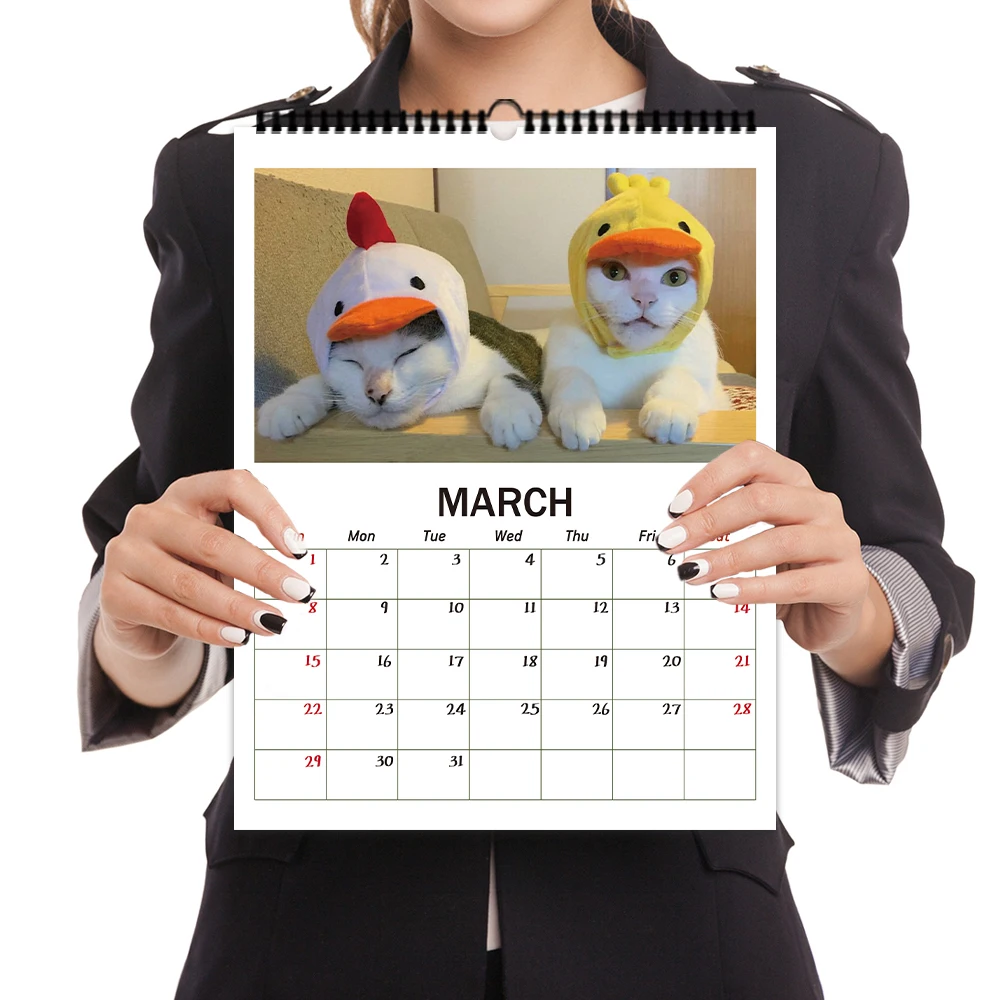 2 قطعة/1 مجموعة 2026 لطيف القط موضوع أجندة مكتبية /رزنامة مكتبية وتقويم الحائط ، 12 تصاميم فريدة من نوعها ، عيد الميلاد عيد الميلاد السنة الجديدة هدية ، ديكور المنزل #4