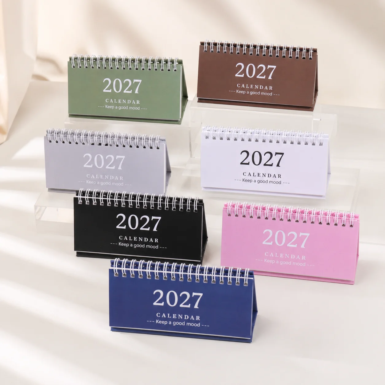 Home Office Work - ปฏิทินตั้งโต๊ะสไตล์วินเทจยาว 2027 พร้อมหน้ากระดาษสำหรับจดบันทึก ปฏิทินแบบพลิกหน้าสำหรับสำนักงาน การทำงาน การเรียน