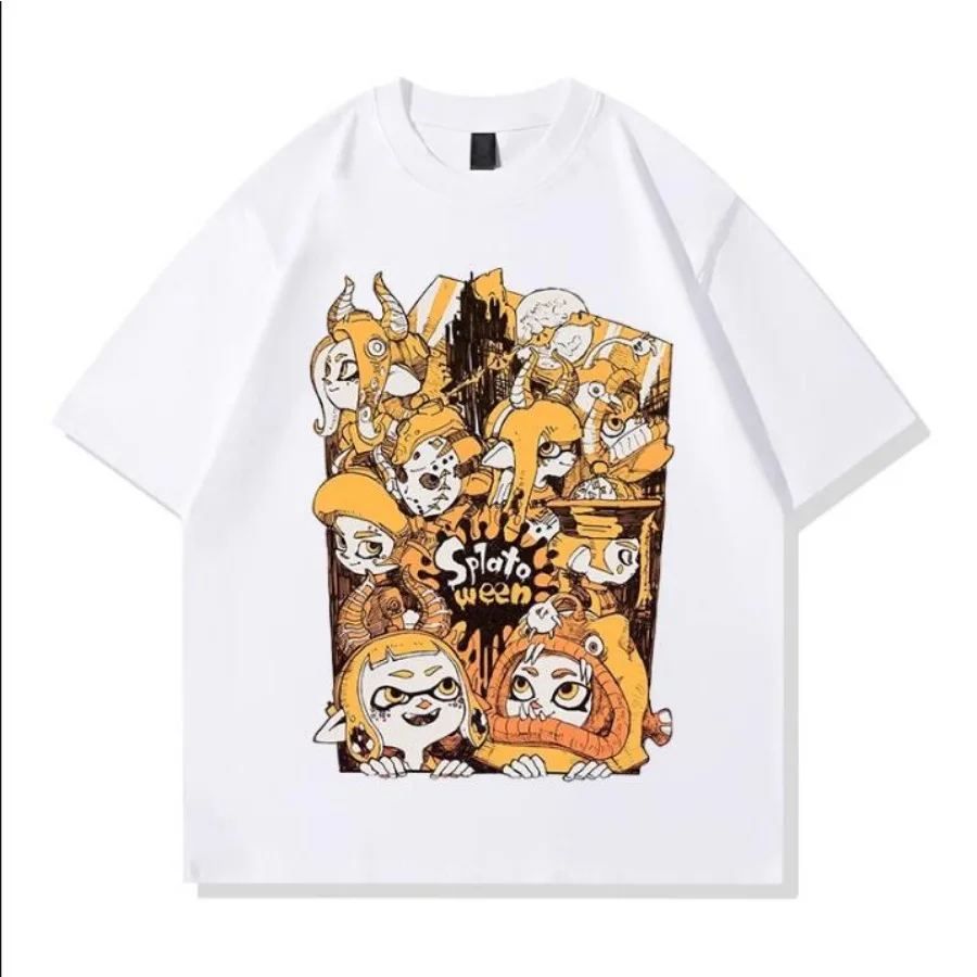 Anime Splatoon 3 T-shirt 100% Cotton Men T Shirt Casual Women Short Sleeved Tops Oversized Crew Neck Tees Streetwear Clothing