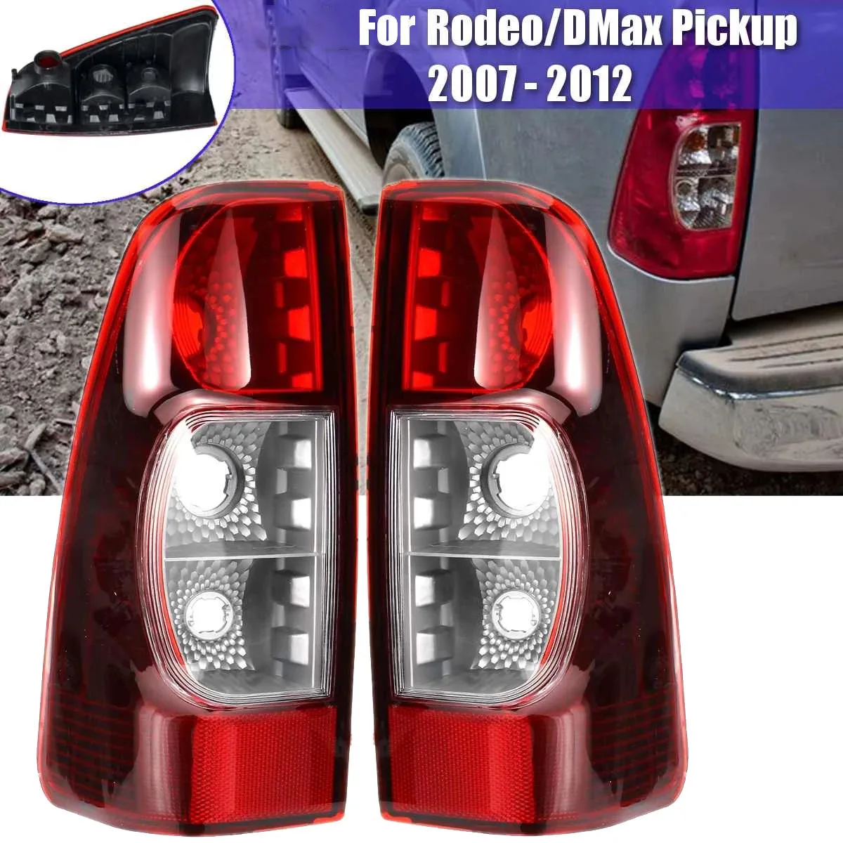 A64P-2Pcs Car Rear Taillight Brake Lamp Tail Lamp Without Bulb For Isuzu Rodeo Dmax Pickup 2007 2008 2009 2010 2011 2012